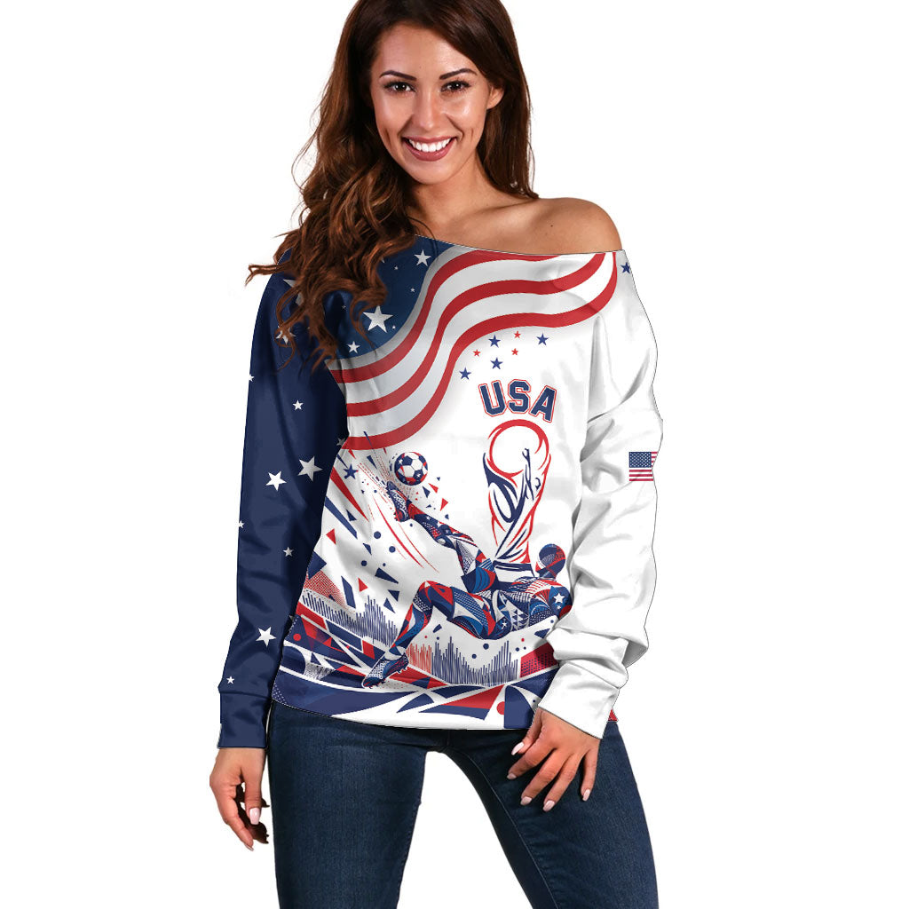 Personalized Soccer USA Off Shoulder Sweater US Dynamic Stylized
