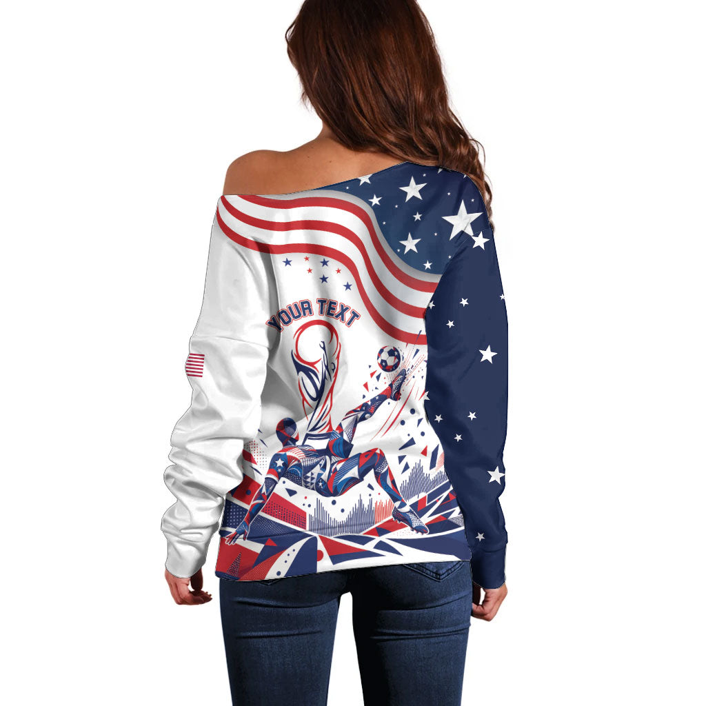 Personalized Soccer USA Off Shoulder Sweater US Dynamic Stylized