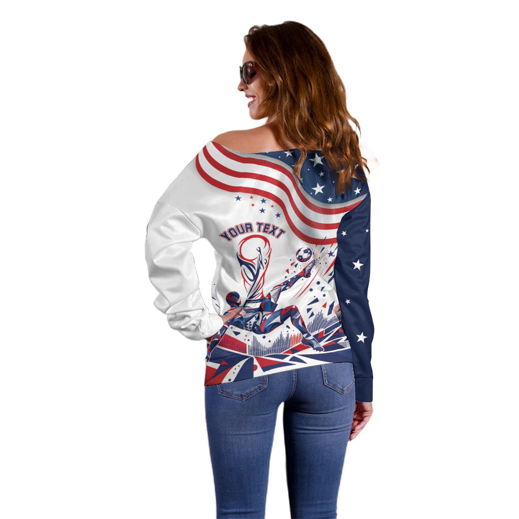 Personalized Soccer USA Off Shoulder Sweater US Dynamic Stylized