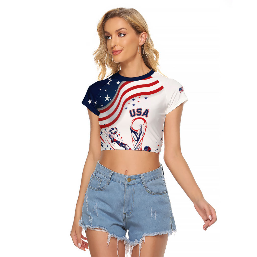 Personalized Soccer USA Raglan Cropped T Shirt US Dynamic Stylized