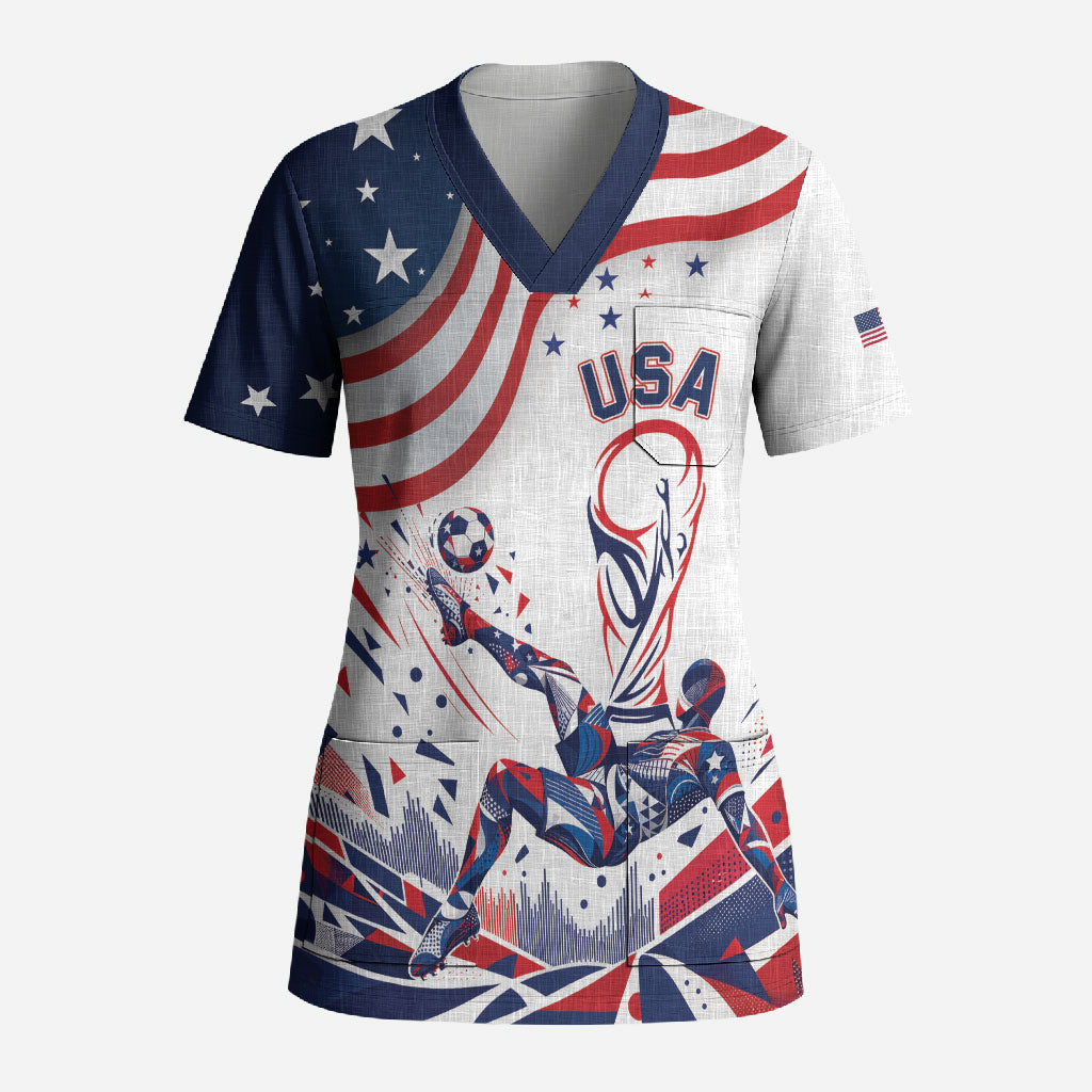 Personalized Soccer USA Scrub Top US Dynamic Stylized