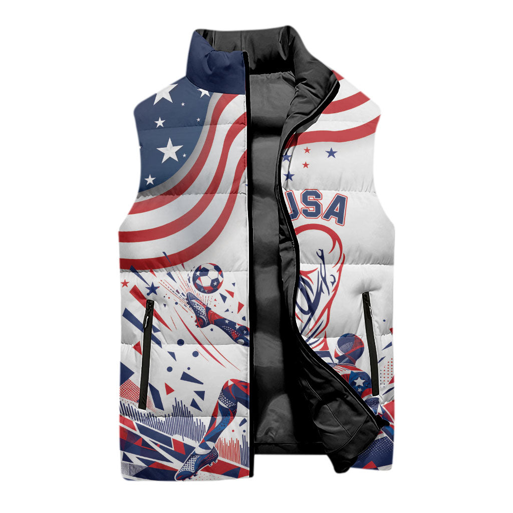 Personalized Soccer USA Sleeveless Puffer Jacket US Dynamic Stylized