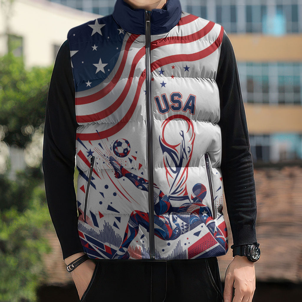 Personalized Soccer USA Sleeveless Puffer Jacket US Dynamic Stylized