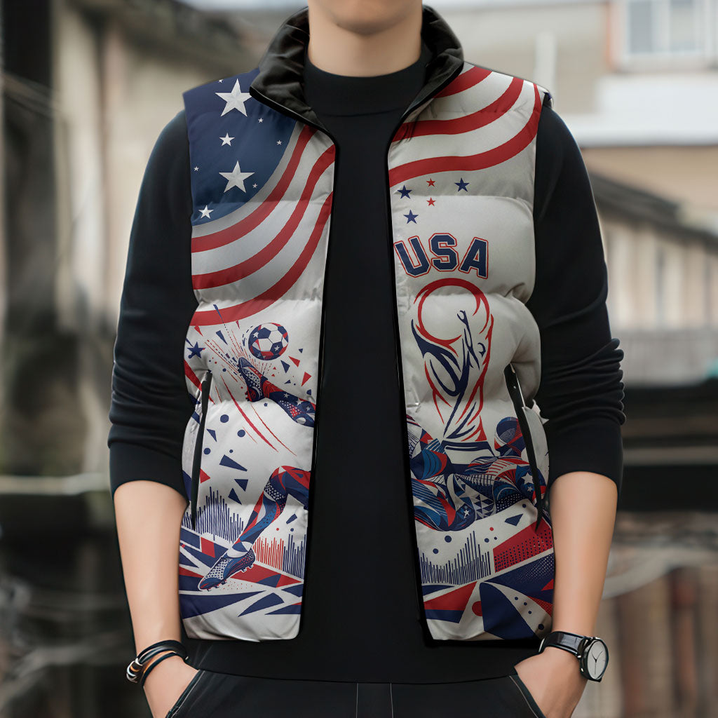 Personalized Soccer USA Sleeveless Puffer Jacket US Dynamic Stylized