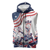 Personalized Soccer USA Sleeveless Zip Hoodie US Dynamic Stylized