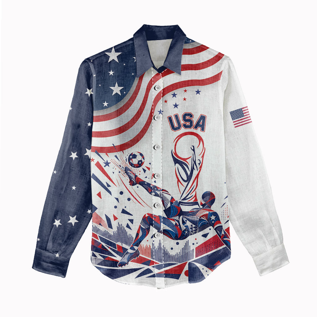 Personalized Soccer USA Women Casual Shirt US Dynamic Stylized