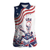 Personalized Soccer USA Women Sleeveless Polo Shirt US Dynamic Stylized