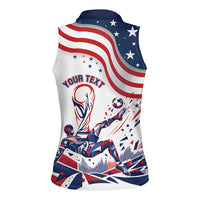 Personalized Soccer USA Women Sleeveless Polo Shirt US Dynamic Stylized