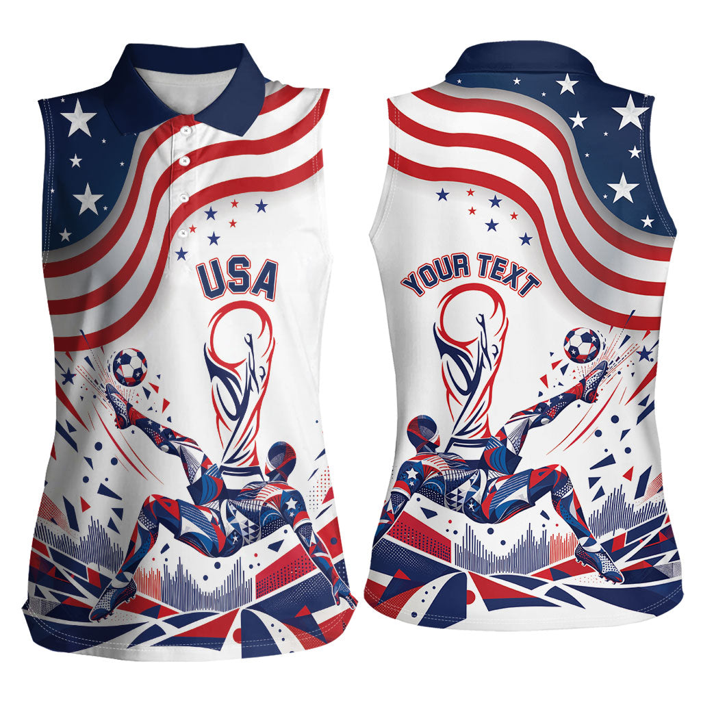 Personalized Soccer USA Women Sleeveless Polo Shirt US Dynamic Stylized
