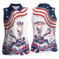 Personalized Soccer USA Women Sleeveless Polo Shirt US Dynamic Stylized