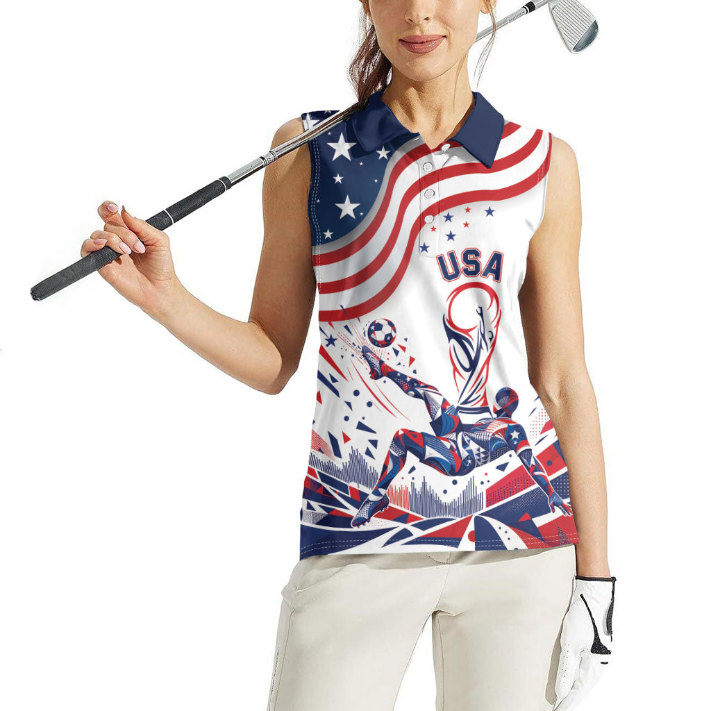 Personalized Soccer USA Women Sleeveless Polo Shirt US Dynamic Stylized