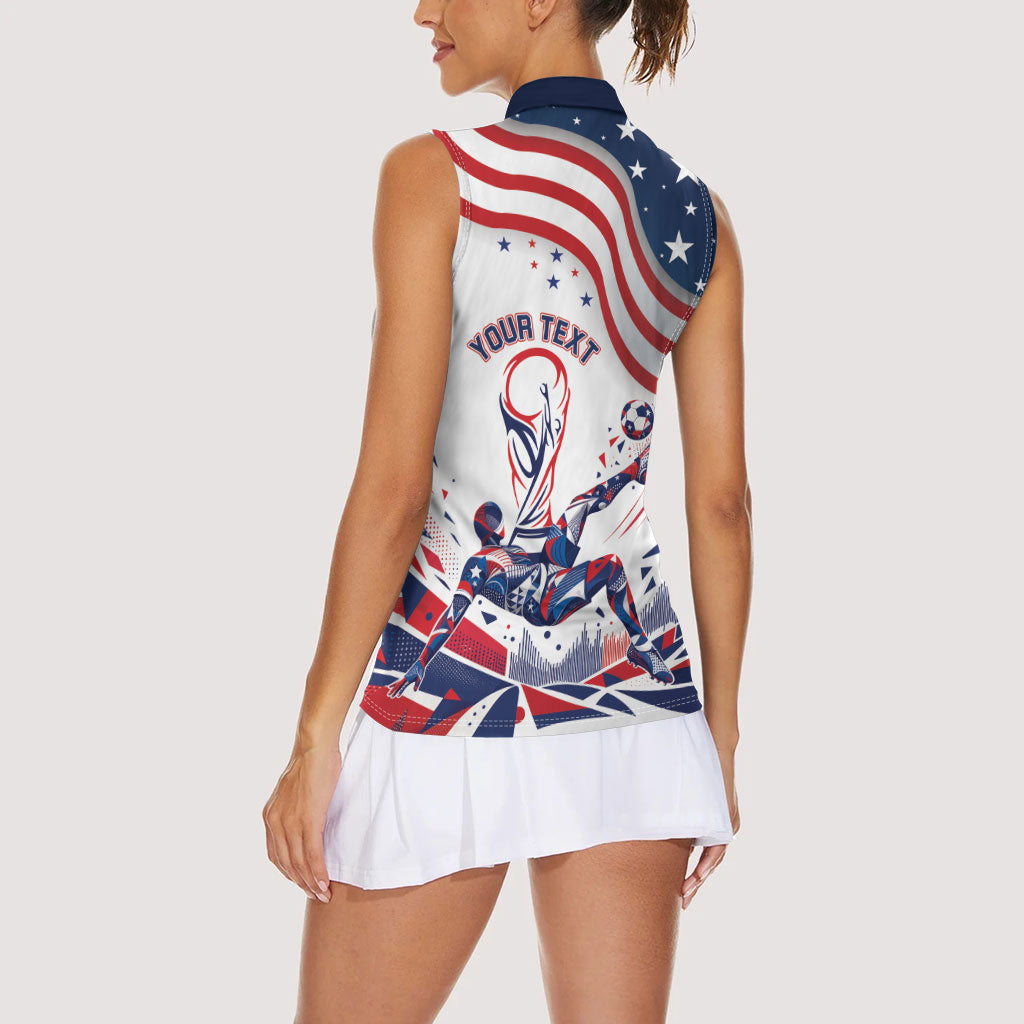 Personalized Soccer USA Women Sleeveless Polo Shirt US Dynamic Stylized