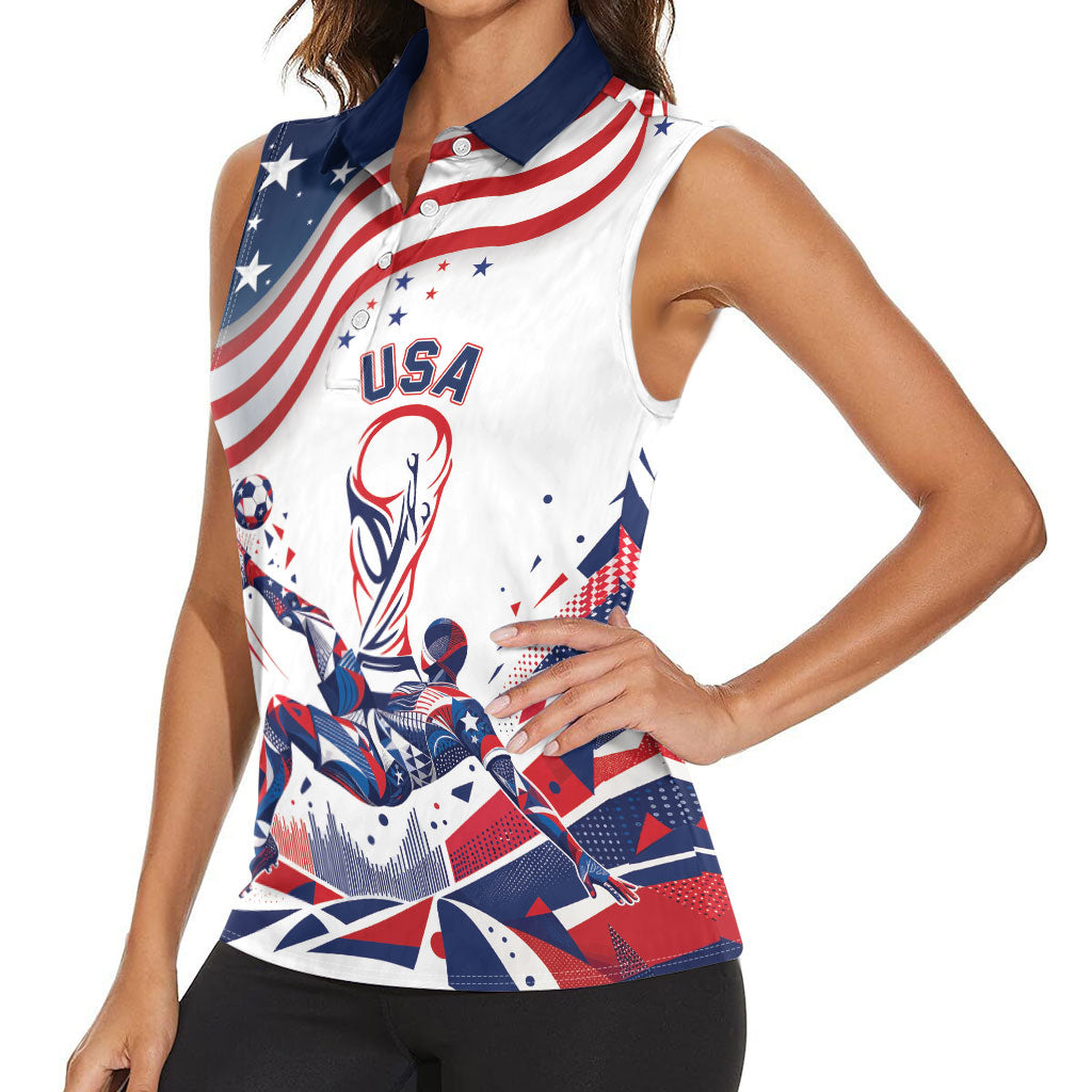 Personalized Soccer USA Women Sleeveless Polo Shirt US Dynamic Stylized