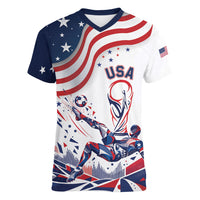 Personalized Soccer USA Women V-Neck T-Shirt US Dynamic Stylized