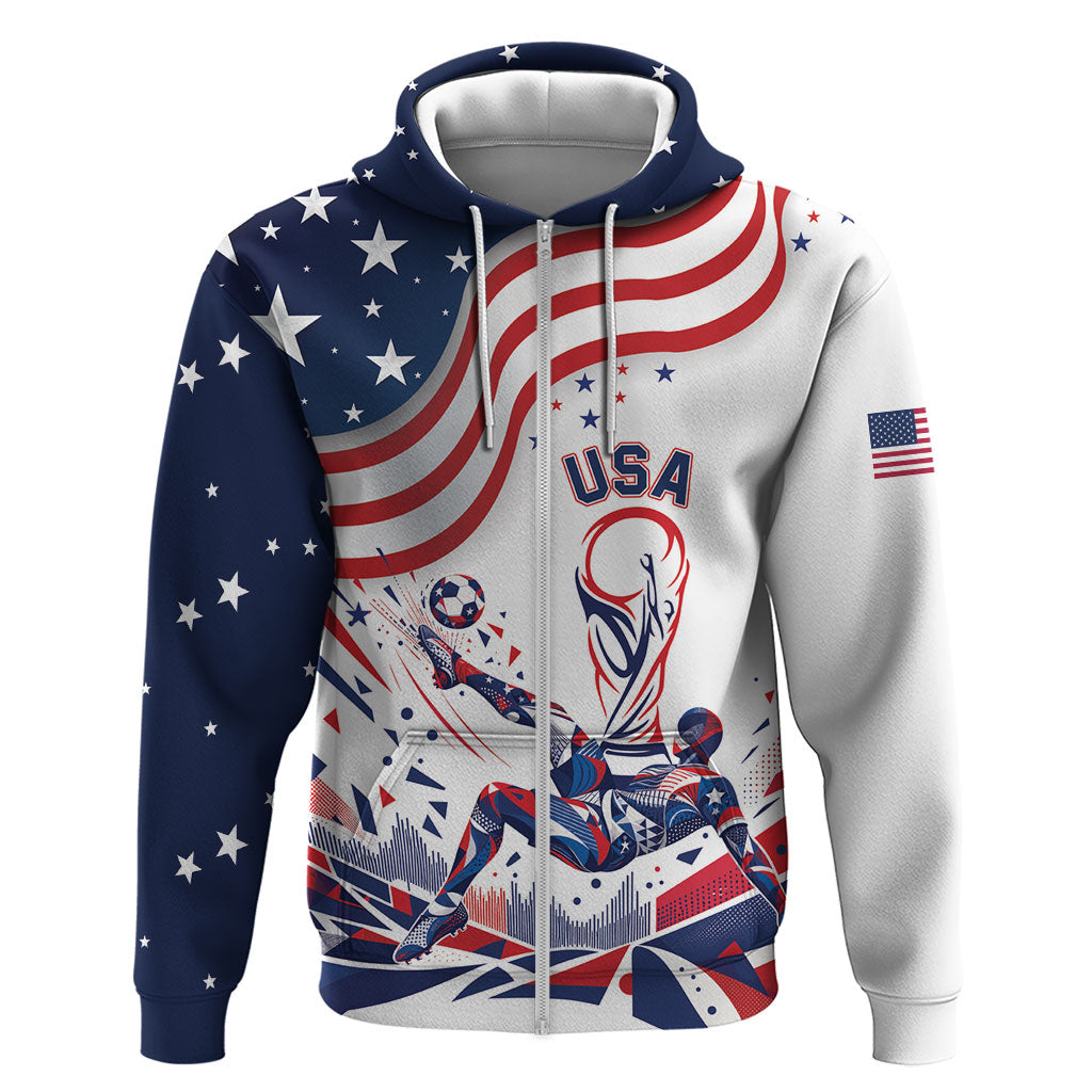 Personalized Soccer USA Zip Hoodie US Dynamic Stylized