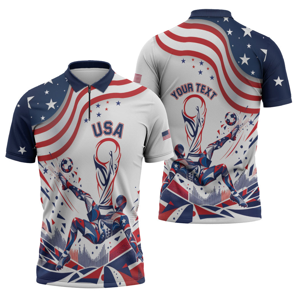 Personalized Soccer USA Zipper Polo Shirt US Dynamic Stylized