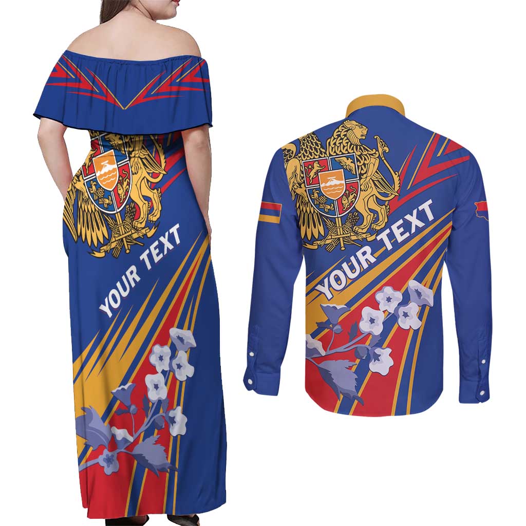 Armenia Couples Matching Off Shoulder Maxi Dress and Long Sleeve Button Shirt Mek Azg Mek Mshakouyt - Wonder Print Shop