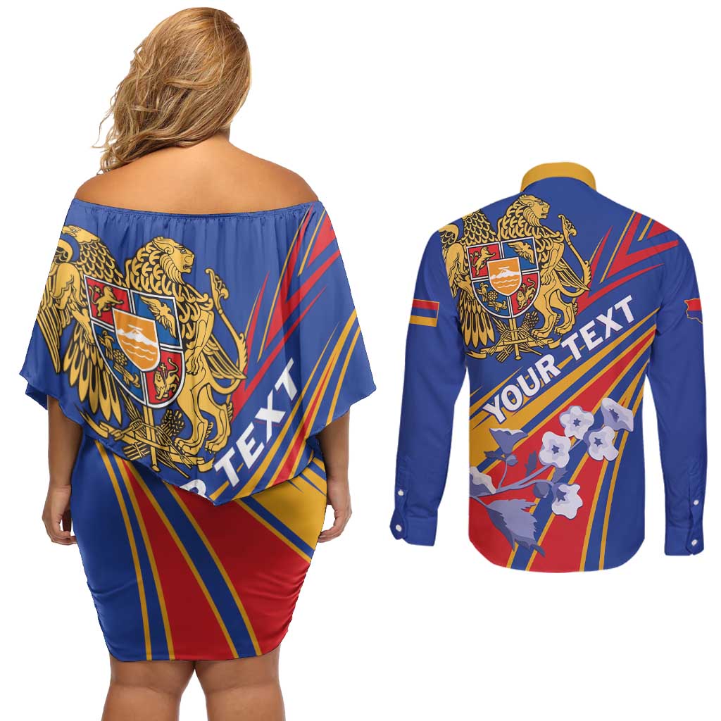 Armenia Couples Matching Off Shoulder Short Dress and Long Sleeve Button Shirt Mek Azg Mek Mshakouyt - Wonder Print Shop
