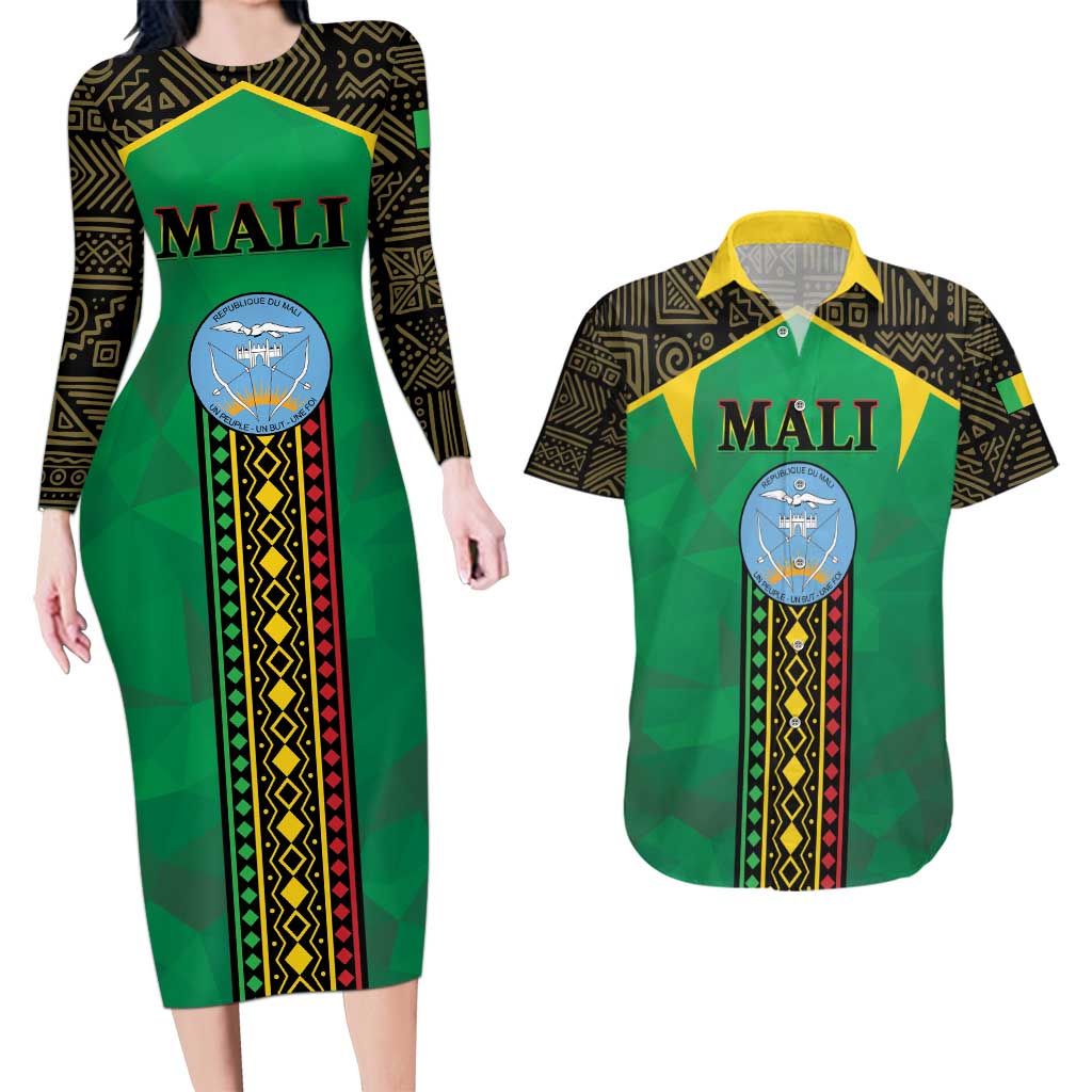 Mali Couples Matching Long Sleeve Bodycon Dress and Hawaiian Shirt Mali ka Fasojamana - Wonder Print Shop