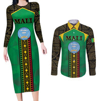 Mali Couples Matching Long Sleeve Bodycon Dress and Long Sleeve Button Shirt Mali ka Fasojamana - Wonder Print Shop