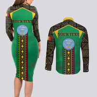 Mali Couples Matching Long Sleeve Bodycon Dress and Long Sleeve Button Shirt Mali ka Fasojamana - Wonder Print Shop