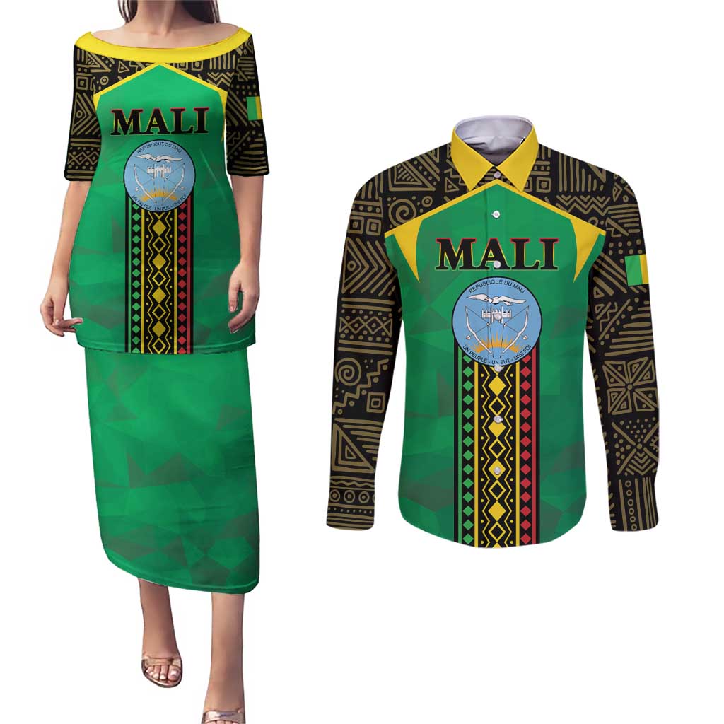 Mali Couples Matching Puletasi and Long Sleeve Button Shirt Mali ka Fasojamana - Wonder Print Shop