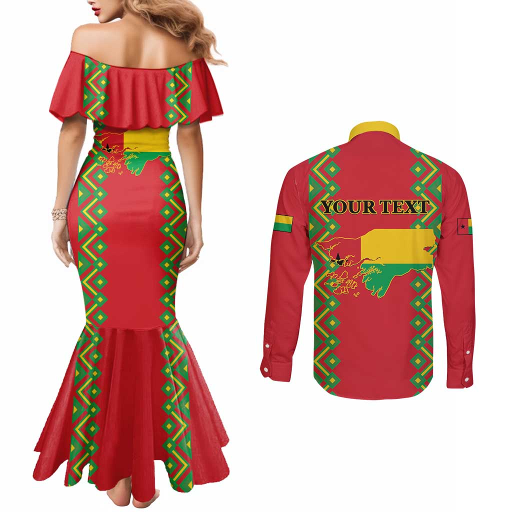Guinea-Bissau Couples Matching Mermaid Dress and Long Sleeve Button Shirt Unidade Luta Progresso
