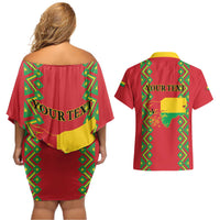 Guinea-Bissau Couples Matching Off Shoulder Short Dress and Hawaiian Shirt Unidade Luta Progresso - Wonder Print Shop