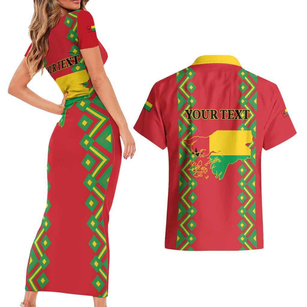 Guinea-Bissau Couples Matching Short Sleeve Bodycon Dress and Hawaiian Shirt Unidade Luta Progresso - Wonder Print Shop