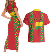 Guinea-Bissau Couples Matching Short Sleeve Bodycon Dress and Hawaiian Shirt Unidade Luta Progresso - Wonder Print Shop