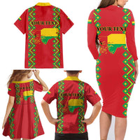 Guinea-Bissau Family Matching Long Sleeve Bodycon Dress and Hawaiian Shirt Unidade Luta Progresso - Wonder Print Shop