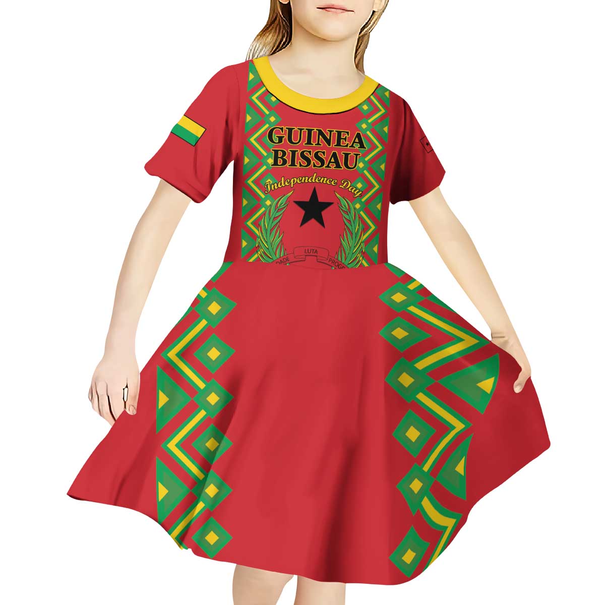 Guinea-Bissau Kid Short Sleeve Dress Unidade Luta Progresso - Wonder Print Shop