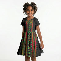 Personalized Mali Bogolanfini African Pattern Kid Short Sleeve Dress