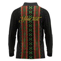 Personalized Mali Bogolanfini African Pattern Long Sleeve Polo Shirt