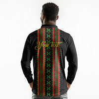 Personalized Mali Bogolanfini African Pattern Long Sleeve Polo Shirt