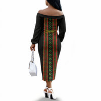 Personalized Mali Bogolanfini African Pattern Off The Shoulder Long Sleeve Dress