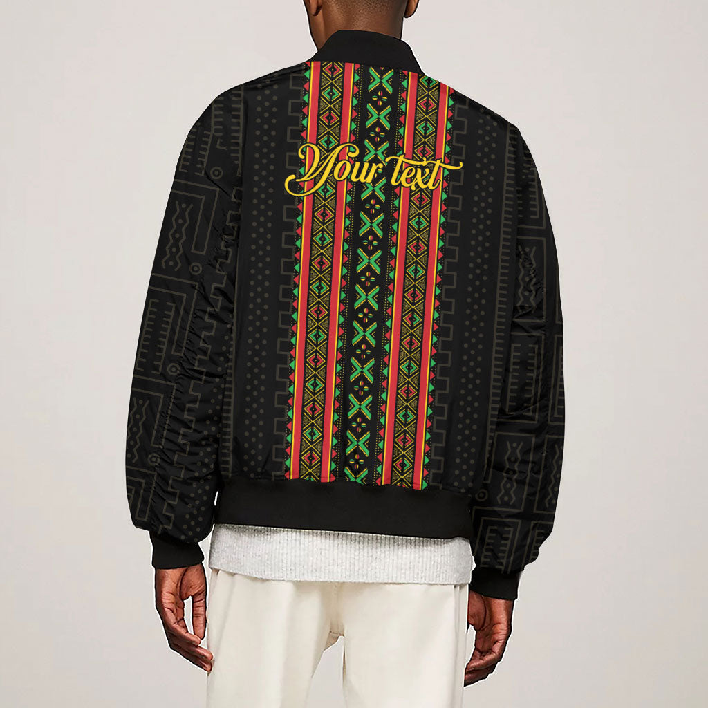 Personalized Mali Bogolanfini African Pattern Sleeve Zip Bomber Jacket