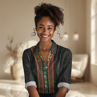 Personalized Mali Bogolanfini African Pattern Women Casual Shirt