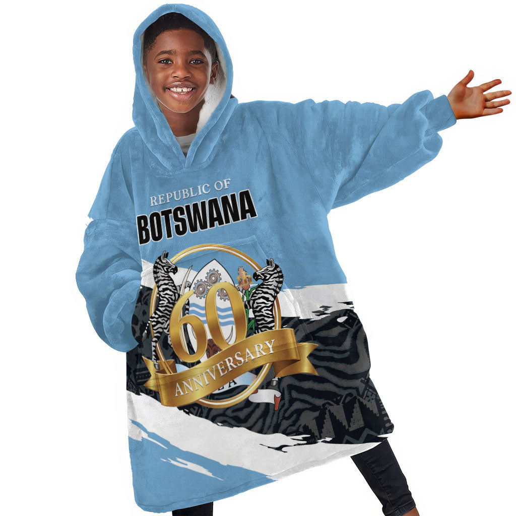 Personalized Botswana 2026 Kid Wearable Blanket Hoodie 60th Anniversary