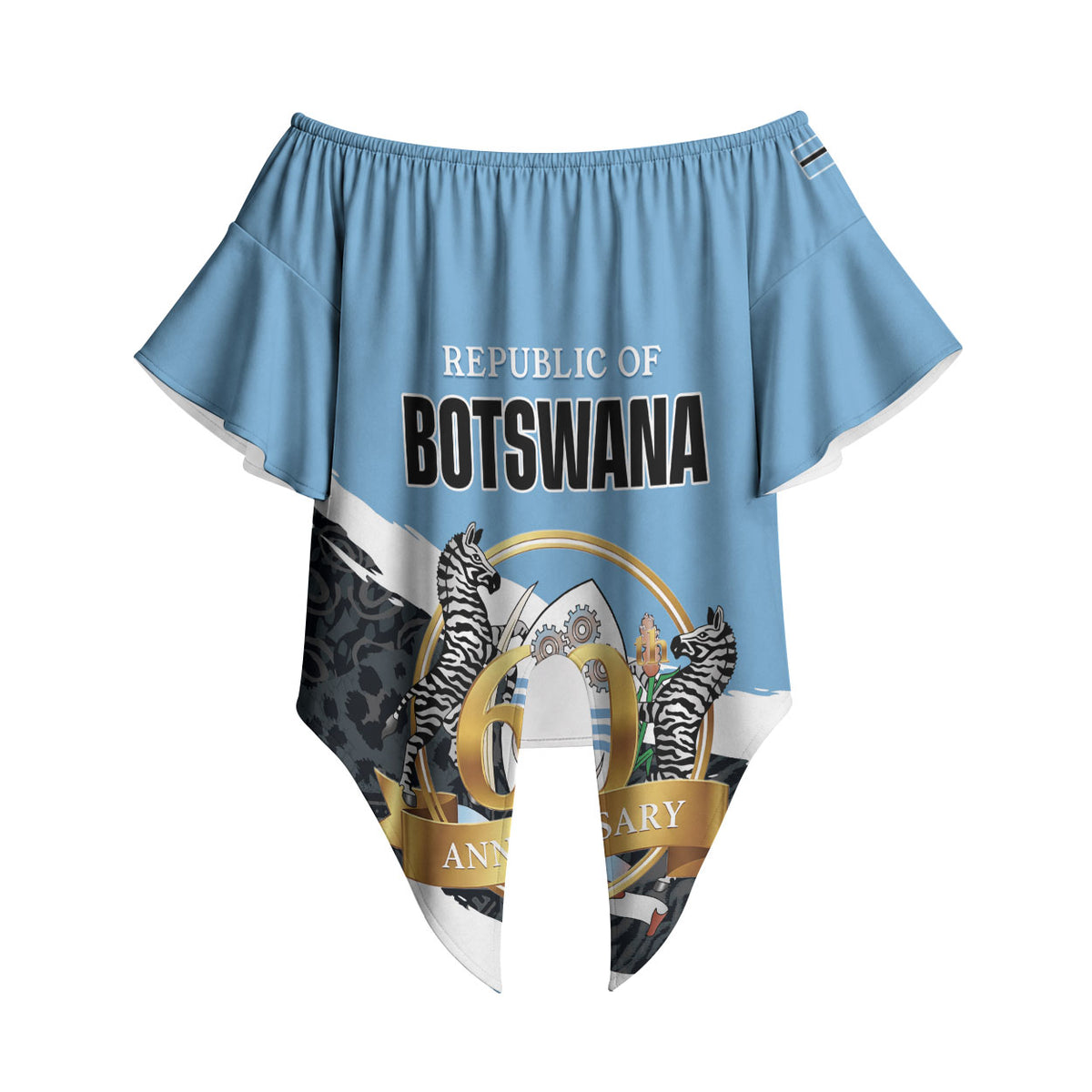 Personalized Botswana 2026 Off Shoulder Wrap Waist Top 60th Anniversary