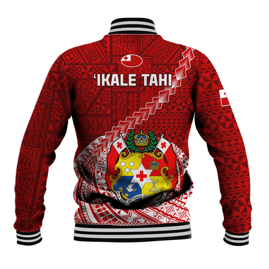 Tonga Rugby Baseball Jacket Tongan Ngatu Pattern White Version - Wonder Print Shop