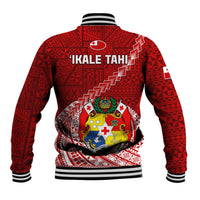 Tonga Rugby Baseball Jacket Tongan Ngatu Pattern White Version - Wonder Print Shop