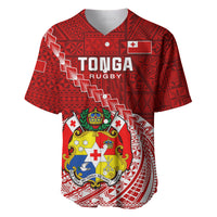 Tonga Rugby Baseball Jersey Tongan Ngatu Pattern White Version - Wonder Print Shop