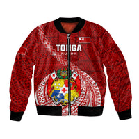 Tonga Rugby Bomber Jacket Tongan Ngatu Pattern White Version - Wonder Print Shop