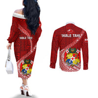 tonga-rugby-couples-matching-off-the-shoulder-long-sleeve-dress-and-long-sleeve-button-shirts-tongan-ngatu-pattern-white-version