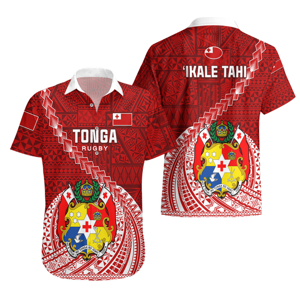 Tonga Rugby Hawaiian Shirt Tongan Ngatu Pattern White Version - Wonder Print Shop