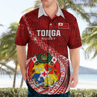 Tonga Rugby Hawaiian Shirt Tongan Ngatu Pattern White Version - Wonder Print Shop