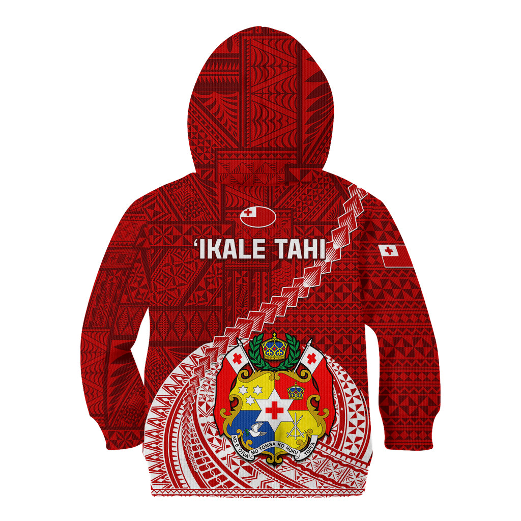 Tonga Rugby Kid Hoodie Tongan Ngatu Pattern White Version - Wonder Print Shop
