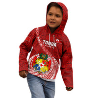 Tonga Rugby Kid Hoodie Tongan Ngatu Pattern White Version - Wonder Print Shop