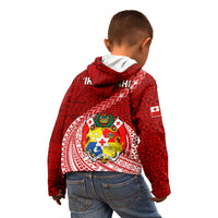 Tonga Rugby Kid Hoodie Tongan Ngatu Pattern White Version - Wonder Print Shop